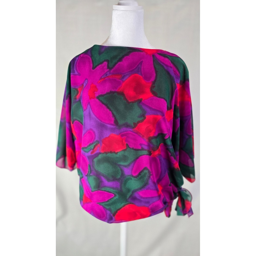 Vintage 80s Siasia‎ New York Abstract Floral Blouse